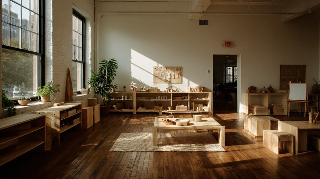 The full studio space — open, calm, sunlit, a place of freedom and possibility